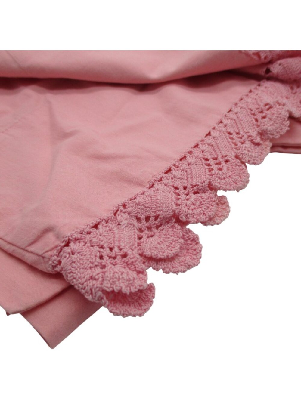 Vintage Springmaid Pink Pillowcases Cotton Crochet Lace Trim Queen Cotton 20X30 - Picture 4 of 5
